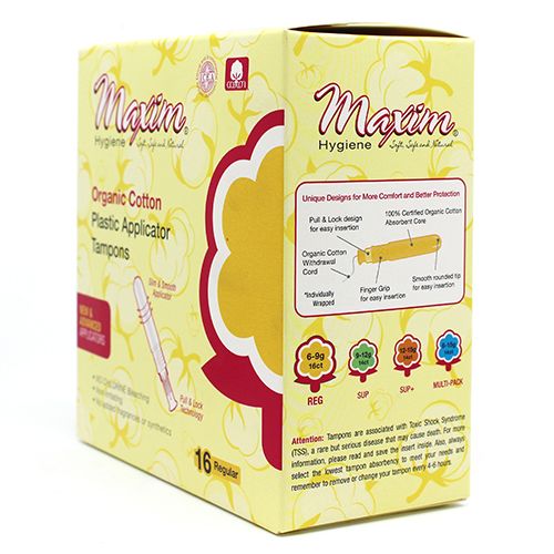 Organic Cotton Plastic Applicator Tampons, RE