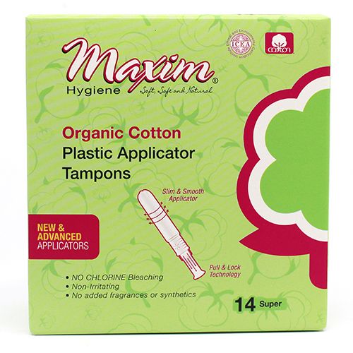 Organic Cotton Plastic Applicator Tampons, SU
