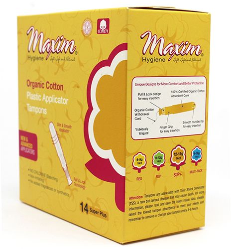 Organic Cotton Plastic Applicator Tampons, SP