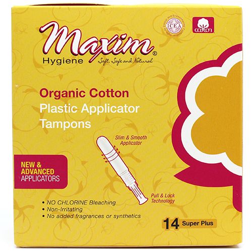 Organic Cotton Plastic Applicator Tampons, SP